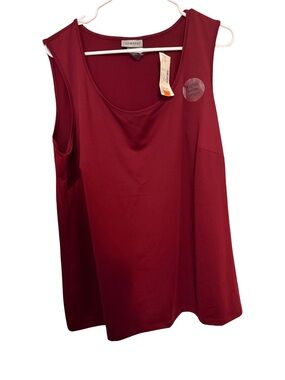 Catherines Burgundy Scoop Neck Tank with Side Seams